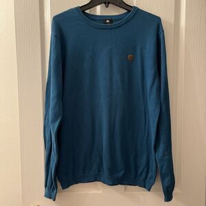 DC Shoes Mens Sabotage 3 Knit Pullover Crew Sweater Large Skater Blue Cotton
